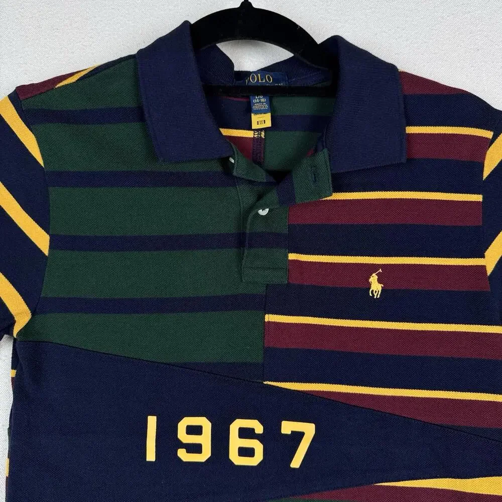 Polo Ralph Lauren Varsity Pennant Polo‎ Shirt Boys L 14-16 Yacht 1967 Rugby